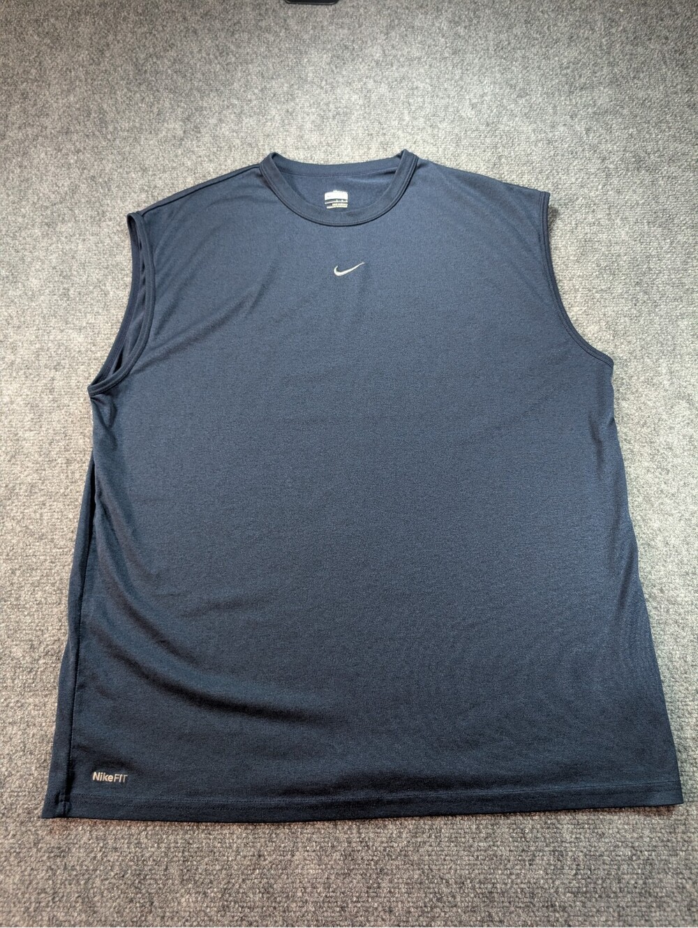 Vintage Y2K NikeFIT DRY Blue Tank Top Muscle Shirt Navy Blue Embroidered Swoosh